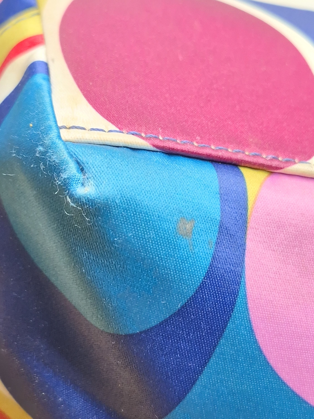 Coach Multicolor Signature Circle Satin Tote - Blue Trim - Picture 7 of 15